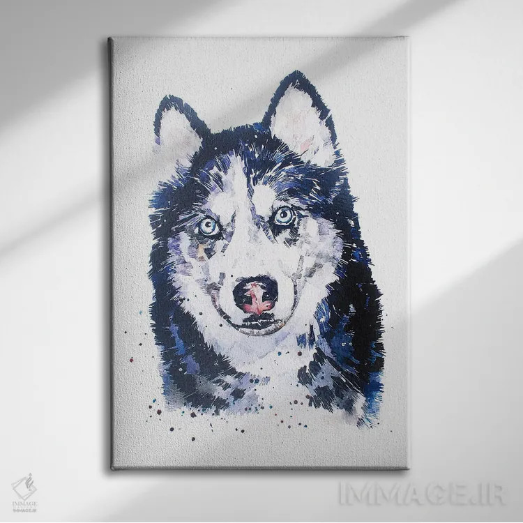 تابلو دکوراتیو هاسکی سیبری اثر ادز واترکالرز - نمای روبهرو روی دیوار