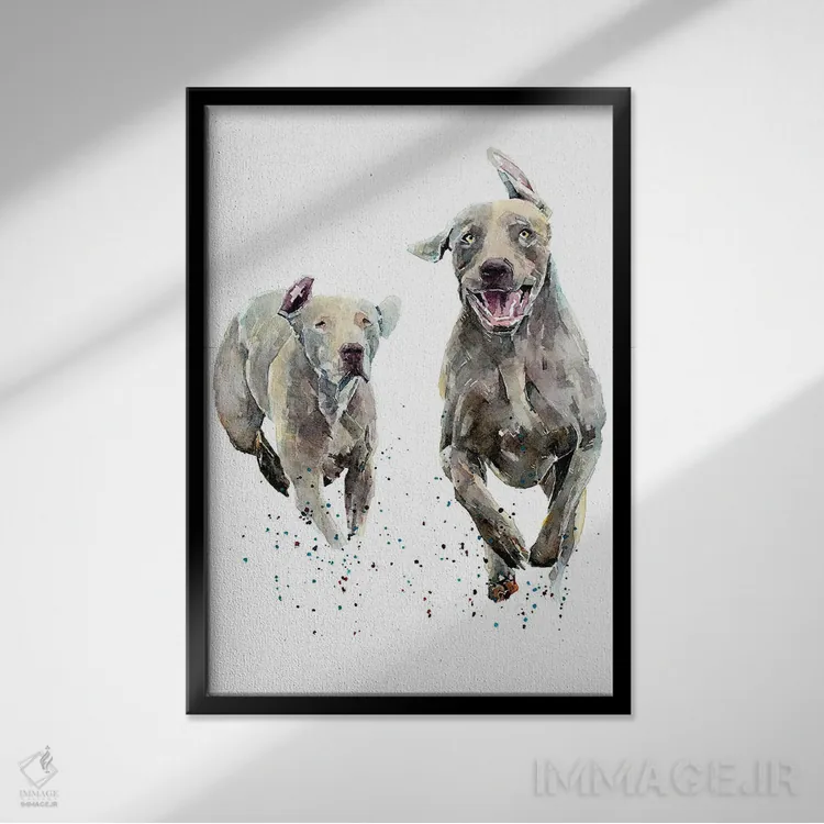 تابلو دکوراتیو وایمارانرهای دونده اثر ادز واترکالرز - نمای قابدار مشکی