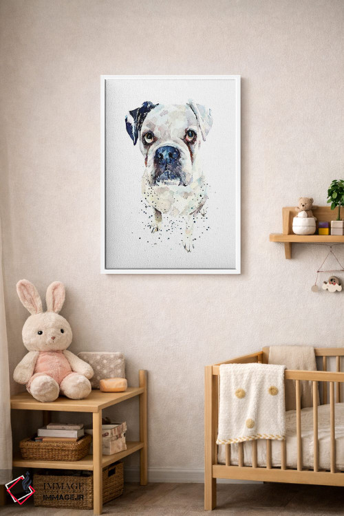 تابلو دکوراتیو باکسر آلمانی سفید II اثر ادز واترکالرز - D3W