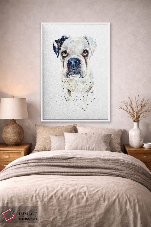 تابلو دکوراتیو باکسر آلمانی سفید II اثر ادز واترکالرز - D2W