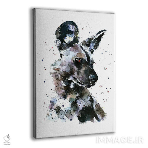 تابلو دکوراتیو سگ وحشی آفریقایی پر زرق و برق اثر ادز واترکالرز - نمای پرسپکتیو محصول
