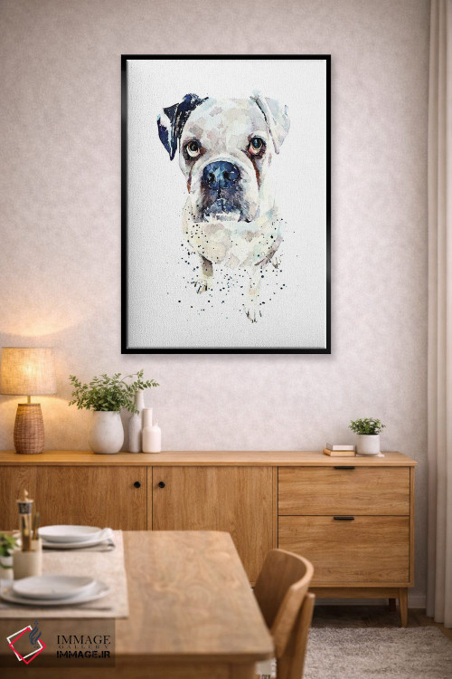 تابلو دکوراتیو باکسر آلمانی سفید II اثر ادز واترکالرز - D5B
