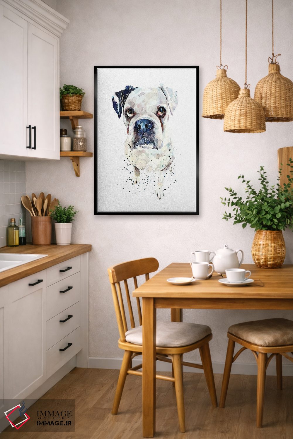 تابلو دکوراتیو باکسر آلمانی سفید II اثر ادز واترکالرز - D6B