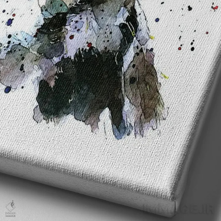 تابلو دکوراتیو سگ وحشی آفریقایی پر زرق و برق اثر ادز واترکالرز - نمای نزدیک بافت بوم