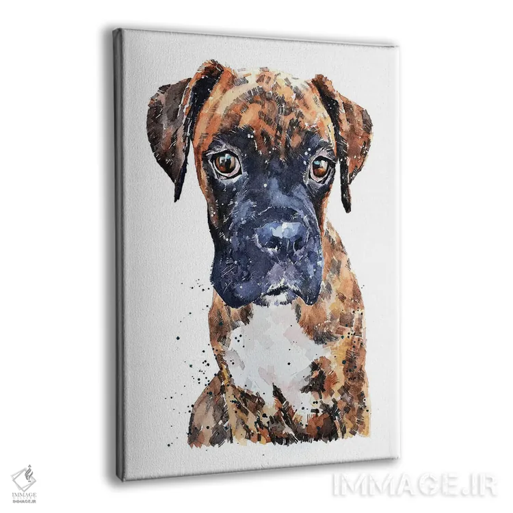 تابلو دکوراتیو توله باکسر راه راه اثر ادز واترکالرز - نمای پرسپکتیو محصول