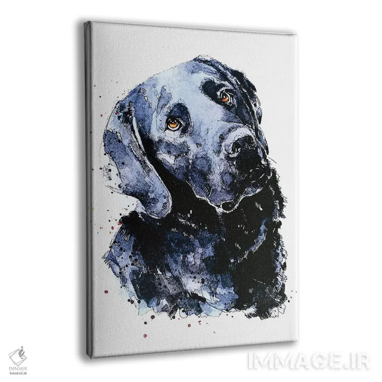 تابلو دکوراتیو لابرادور مشکی منتظر با صبر اثر ادز واترکالرز - نمای پرسپکتیو محصول