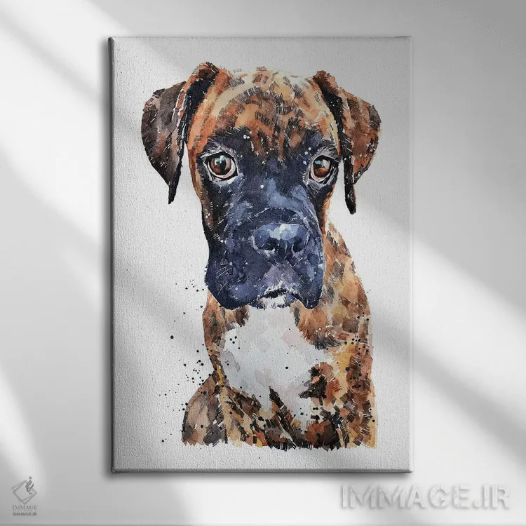 تابلو دکوراتیو توله باکسر راه راه اثر ادز واترکالرز - نمای روبهرو روی دیوار