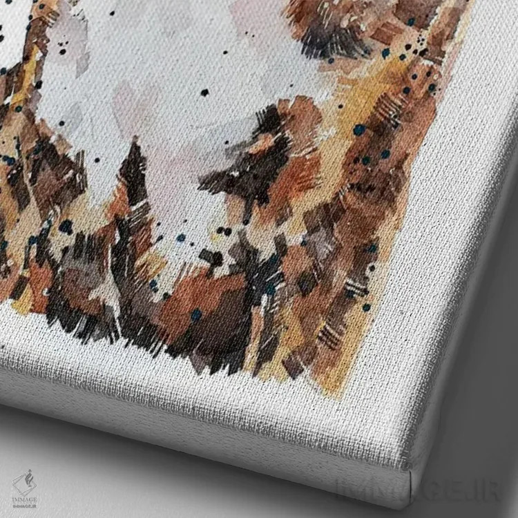 تابلو دکوراتیو توله باکسر راه راه اثر ادز واترکالرز - نمای نزدیک بافت بوم