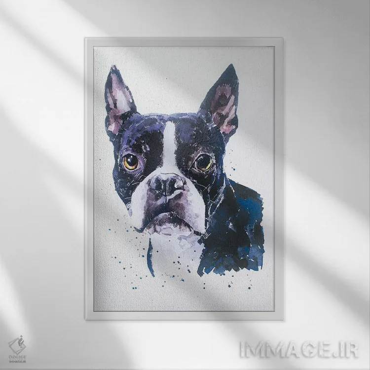 تابلو دکوراتیو بوستون تریر اثر ادز واترکالرز - نمای قابدار سفید