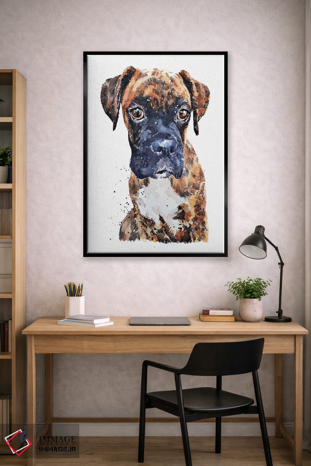 تابلو دکوراتیو توله باکسر راه راه اثر ادز واترکالرز - D2B