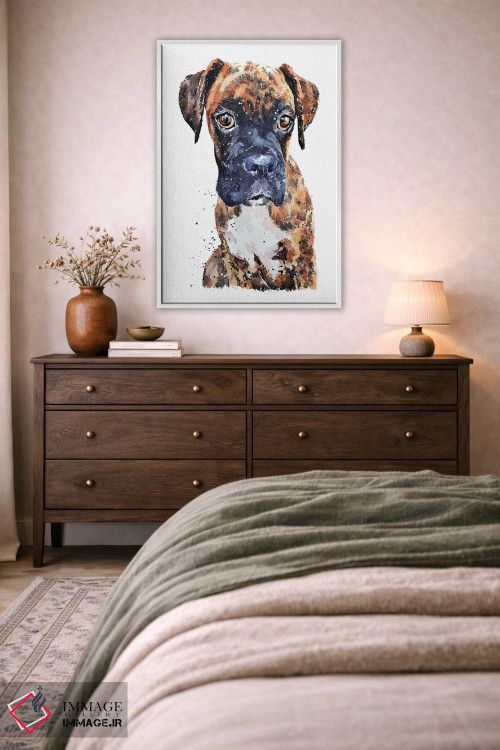 تابلو دکوراتیو توله باکسر راه راه اثر ادز واترکالرز - D3W