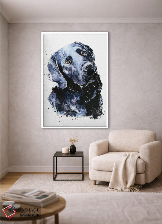 تابلو دکوراتیو لابرادور مشکی منتظر با صبر اثر ادز واترکالرز - D1W