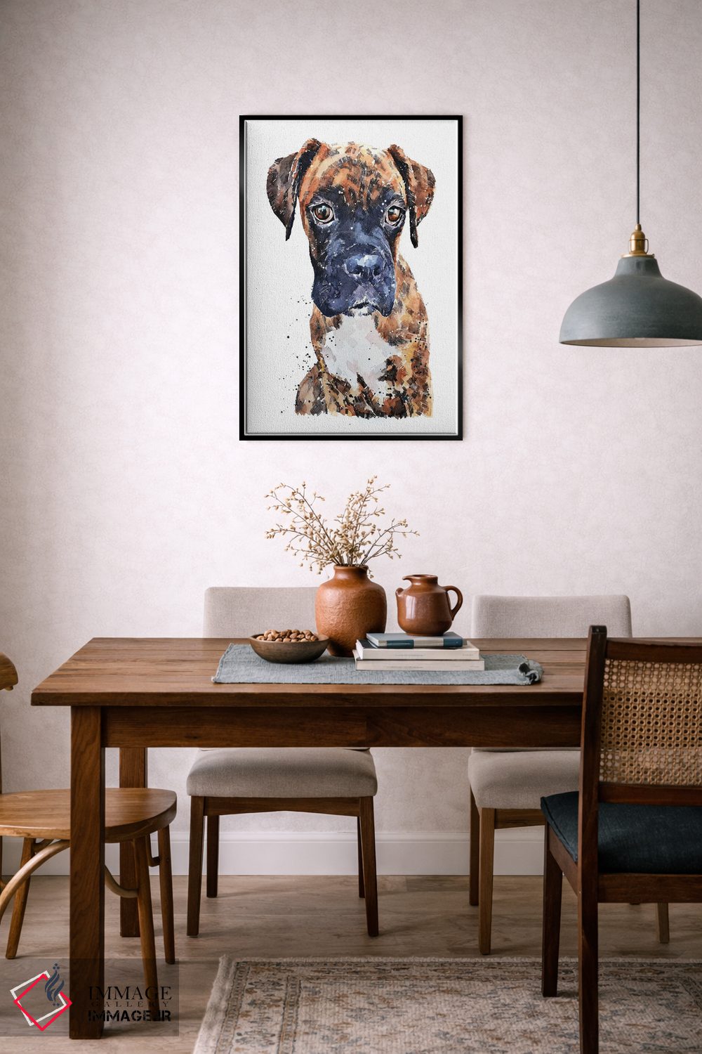 تابلو دکوراتیو توله باکسر راه راه اثر ادز واترکالرز - D6B