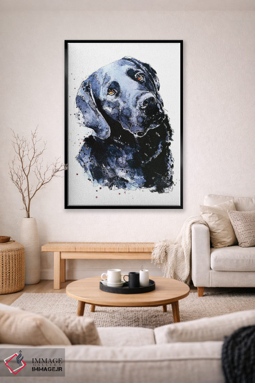 تابلو دکوراتیو لابرادور مشکی منتظر با صبر اثر ادز واترکالرز - D2B