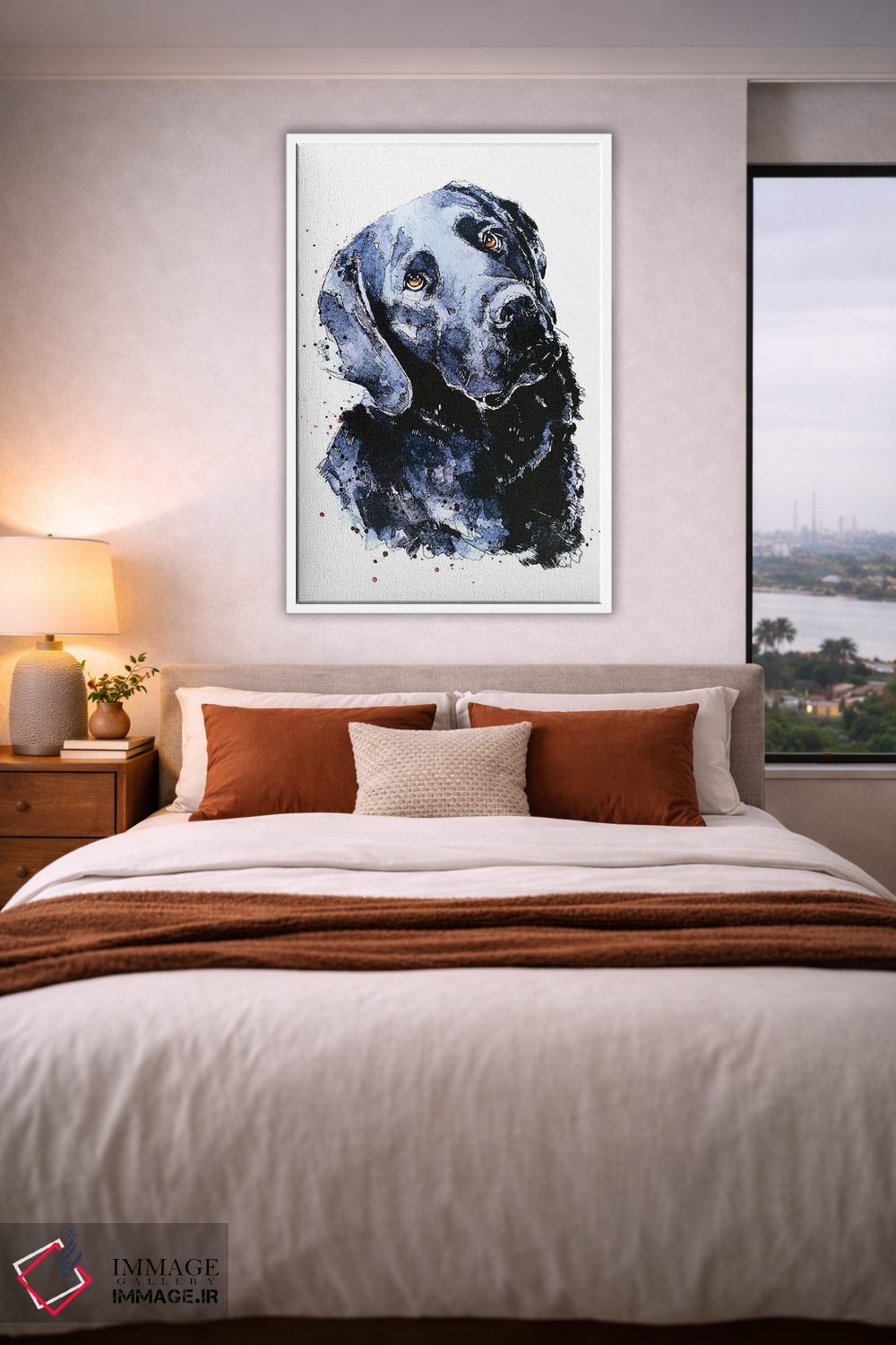 تابلو دکوراتیو لابرادور مشکی منتظر با صبر اثر ادز واترکالرز - D5W