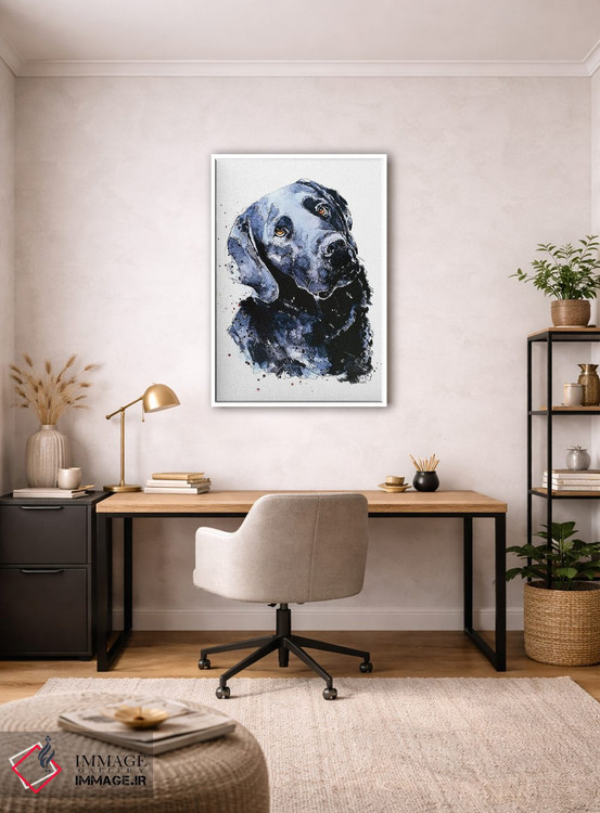 تابلو دکوراتیو لابرادور مشکی منتظر با صبر اثر ادز واترکالرز - D4W