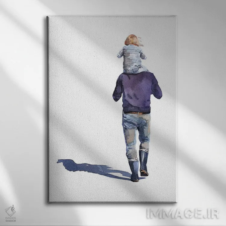 تابلو دکوراتیو پدری عزیز اثر ادز واترکالرز - نمای روبهرو روی دیوار
