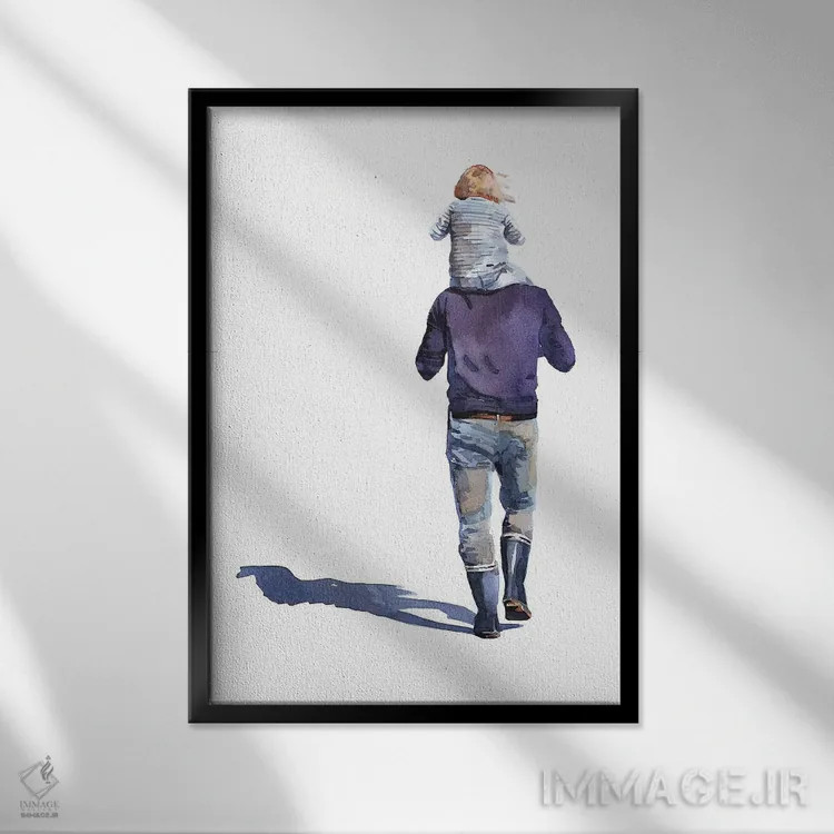 تابلو دکوراتیو پدری عزیز اثر ادز واترکالرز - نمای قابدار مشکی
