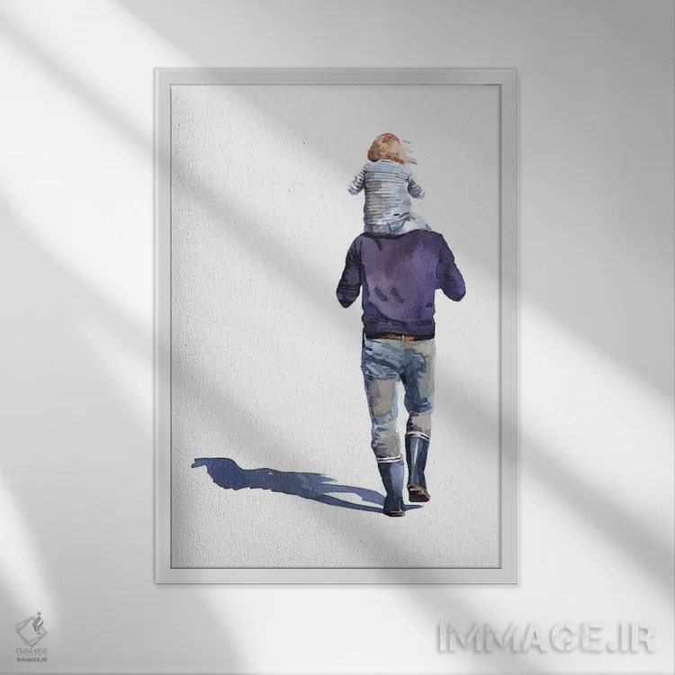 تابلو دکوراتیو پدری عزیز اثر ادز واترکالرز - نمای قابدار سفید