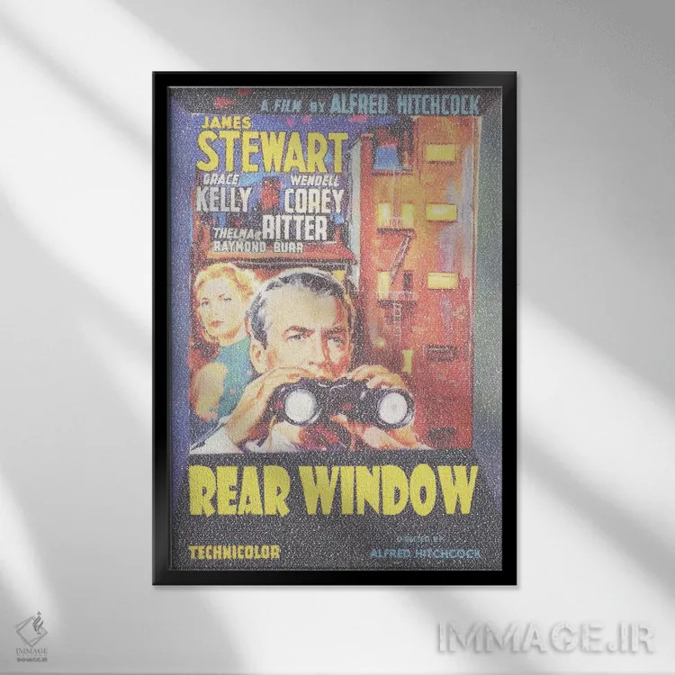 تابلو دکوراتیو پنجره عقب اثر گوسفند رباتی - نمای قابدار مشکی