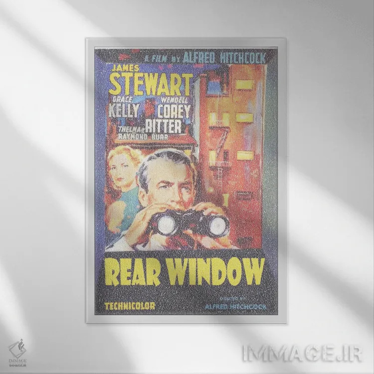 تابلو دکوراتیو پنجره عقب اثر گوسفند رباتی - نمای قابدار سفید