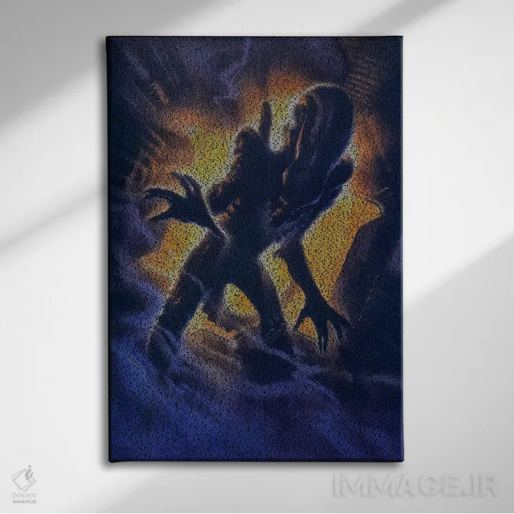 تابلو دکوراتیو بیگانه اثر گوسفند رباتی - نمای روبهرو روی دیوار