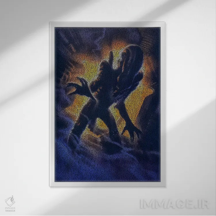 تابلو دکوراتیو بیگانه اثر گوسفند رباتی - نمای قابدار سفید