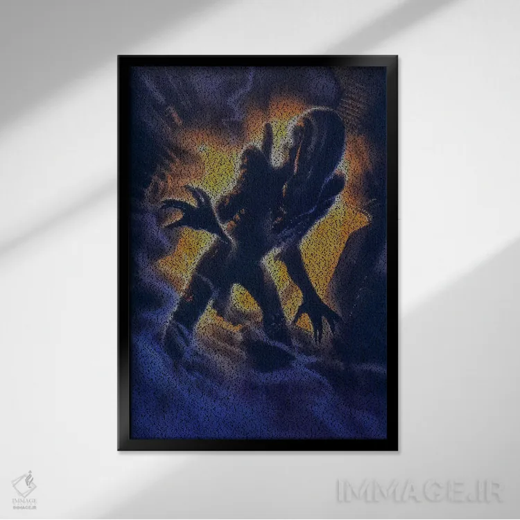 تابلو دکوراتیو بیگانه اثر گوسفند رباتی - نمای قابدار مشکی