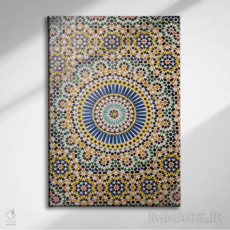 تابلو دکوراتیو زلیج، تلویت ، مراکش اثر امیلی ویلسون - نمای روبهرو روی دیوار