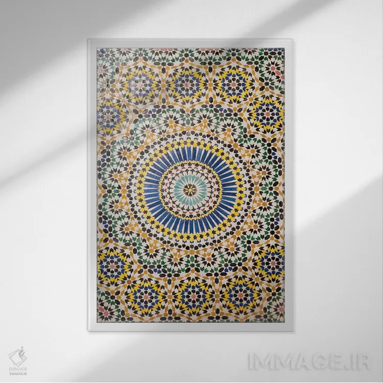 تابلو دکوراتیو زلیج، تلویت ، مراکش اثر امیلی ویلسون - نمای قابدار سفید