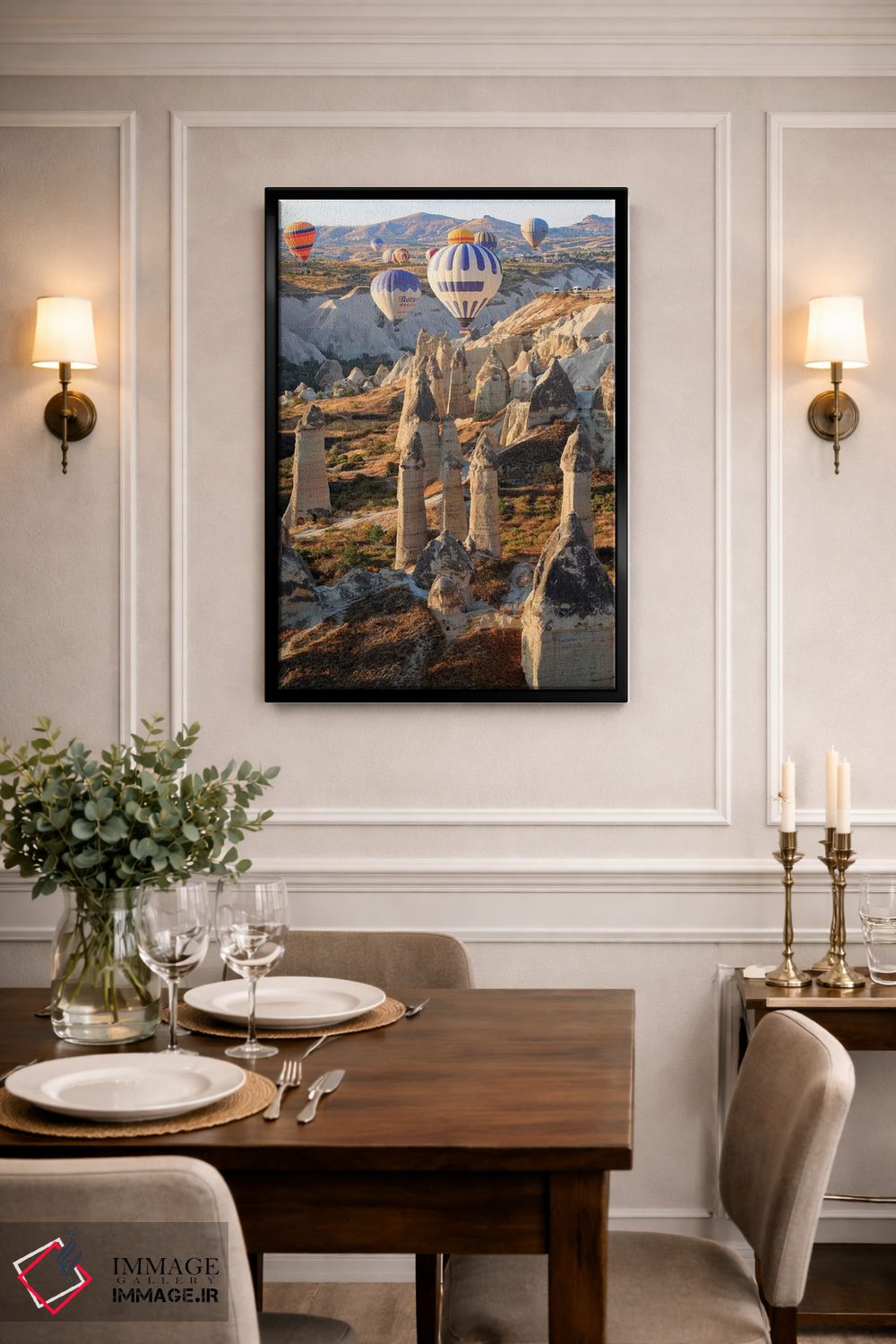 تابلو دکوراتیو ترکیه، آناتولی، کاپادوکیا، گورمه. بالن های هوای گرم بالای… اثر امیلی ویلسون - D2B