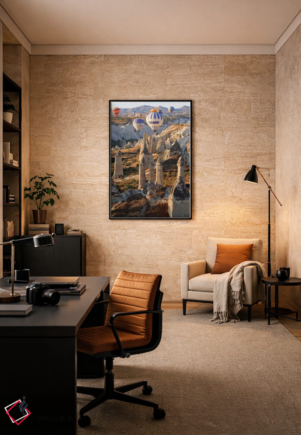 تابلو دکوراتیو ترکیه، آناتولی، کاپادوکیا، گورمه. بالن های هوای گرم بالای… اثر امیلی ویلسون - D6B