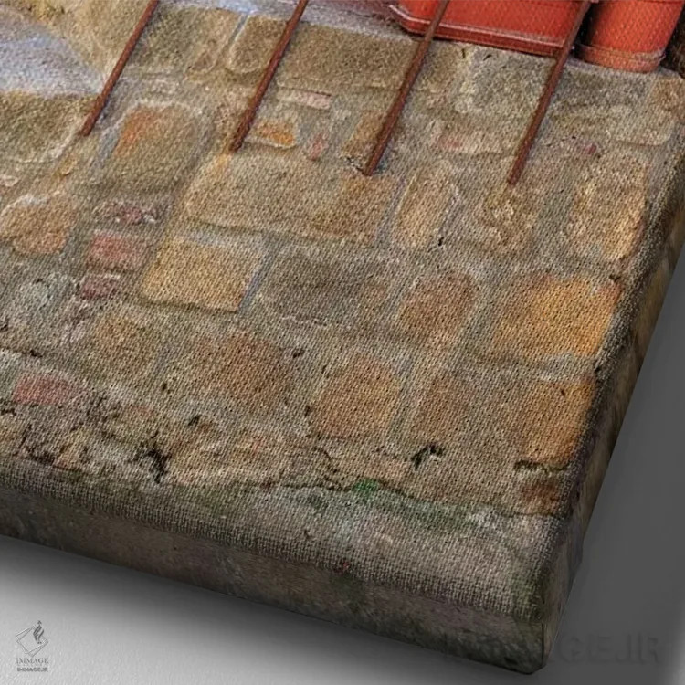 تابلو دکوراتیو ایتالیا، والدورچیا در توسکانی، استان سینا، مونتیکیلو. پله… اثر امیلی ویلسون - نمای نزدیک بافت بوم