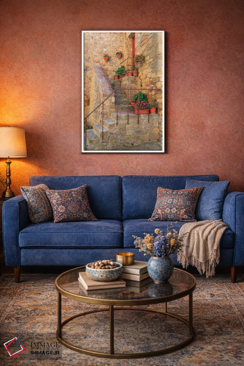 تابلو دکوراتیو ایتالیا، والدورچیا در توسکانی، استان سینا، مونتیکیلو. پله… اثر امیلی ویلسون - D2W