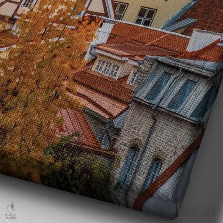 تابلو دکوراتیو کشورهای بالتیک، استونی، تالین. بام های نزدیک دیوارهای شهر اثر امیلی ویلسون - نمای نزدیک بافت بوم