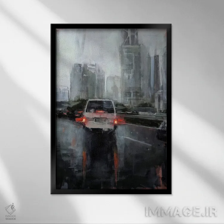 تابلو دکوراتیو باران در کل I اثر ادوارد وارکنتین - نمای قابدار مشکی