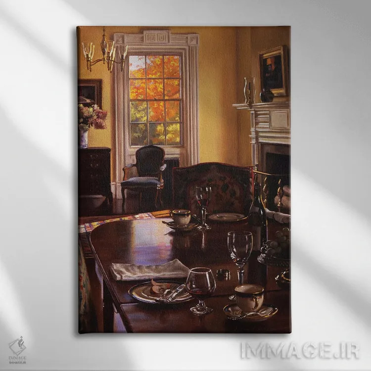 تابلو مدرن میز پاییزی اثر ایوان ویلسون - نمای روبهرو روی دیوار