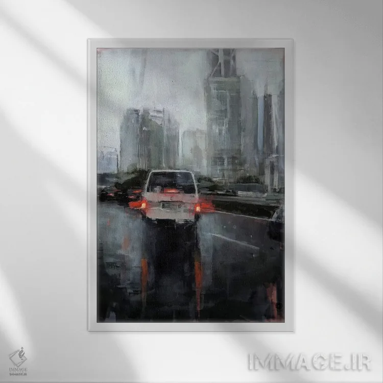 تابلو دکوراتیو باران در کل I اثر ادوارد وارکنتین - نمای قابدار سفید