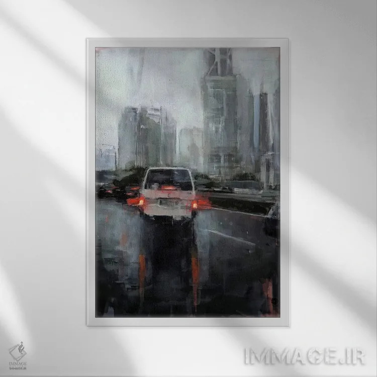 تابلو دکوراتیو باران در کل I اثر ادوارد وارکنتین - نمای قابدار سفید