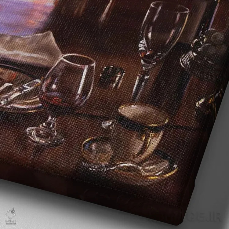 تابلو مدرن میز پاییزی اثر ایوان ویلسون - نمای نزدیک بافت بوم