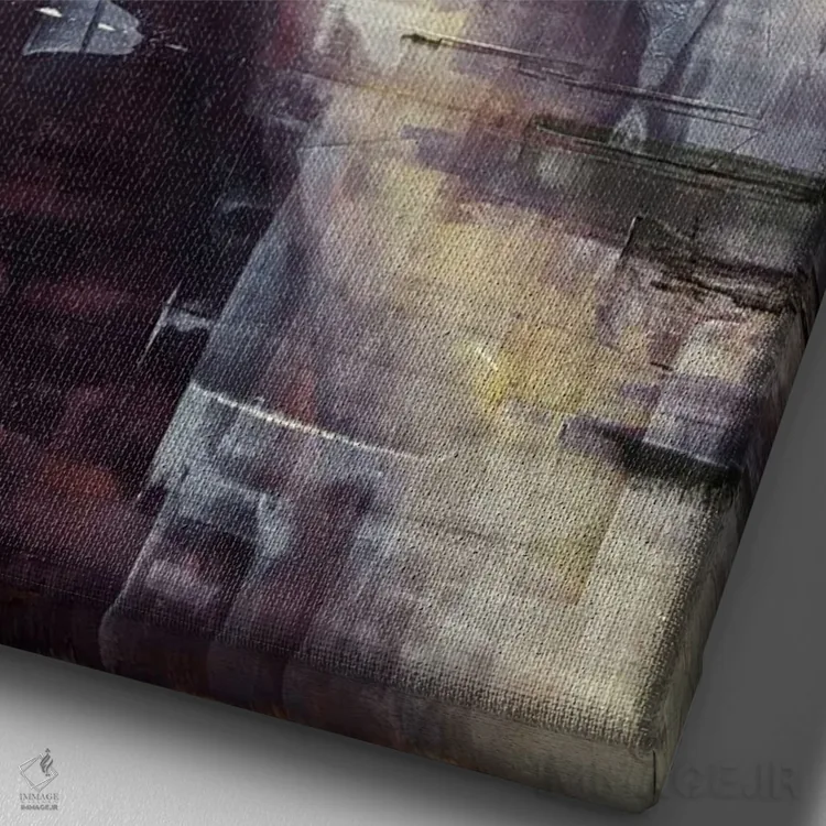 تابلو انتزاعی رنگ های پاییز اثر ادوارد وارکنتین - نمای نزدیک بافت بوم