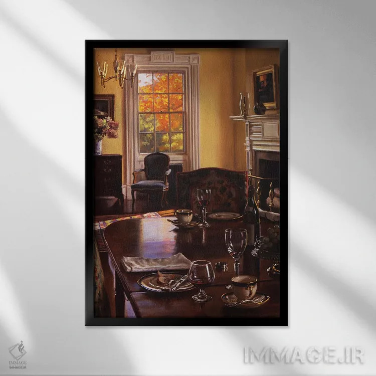 تابلو مدرن میز پاییزی اثر ایوان ویلسون - نمای قابدار مشکی