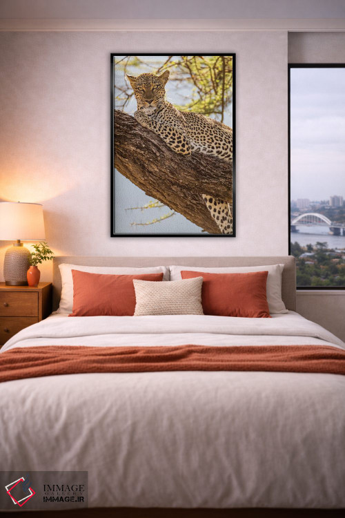 تابلو دکوراتیو آفریقا، کنیا، ذخیره گاه ملی سامبورو. پلنگ آفریقایی روی درخ… اثر امیلی ویلسون - D5B