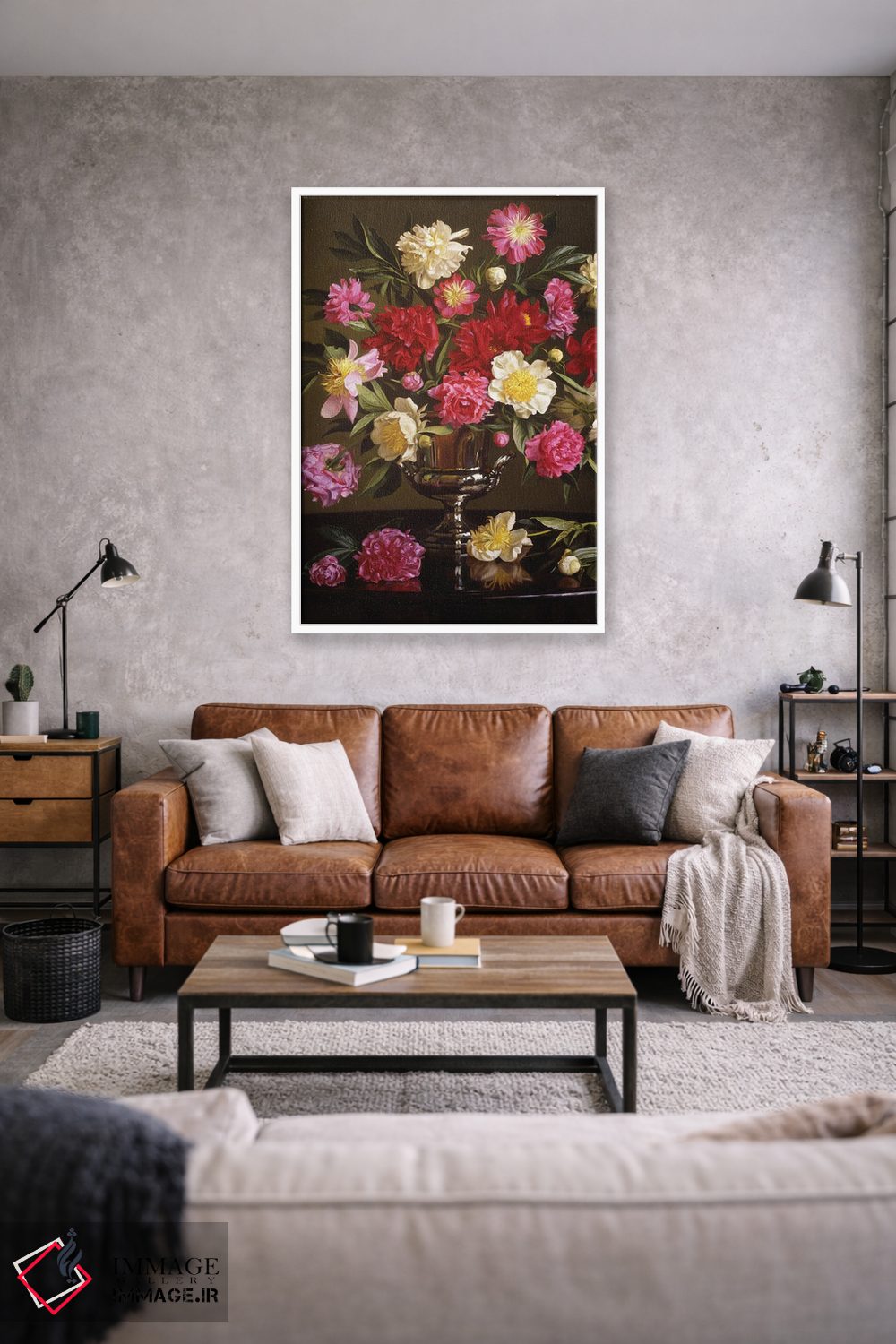 تابلو دکوراتیو گل های صدتومانی رنگی در گلدان نقره ای اثر ایوان ویلسون - D1W