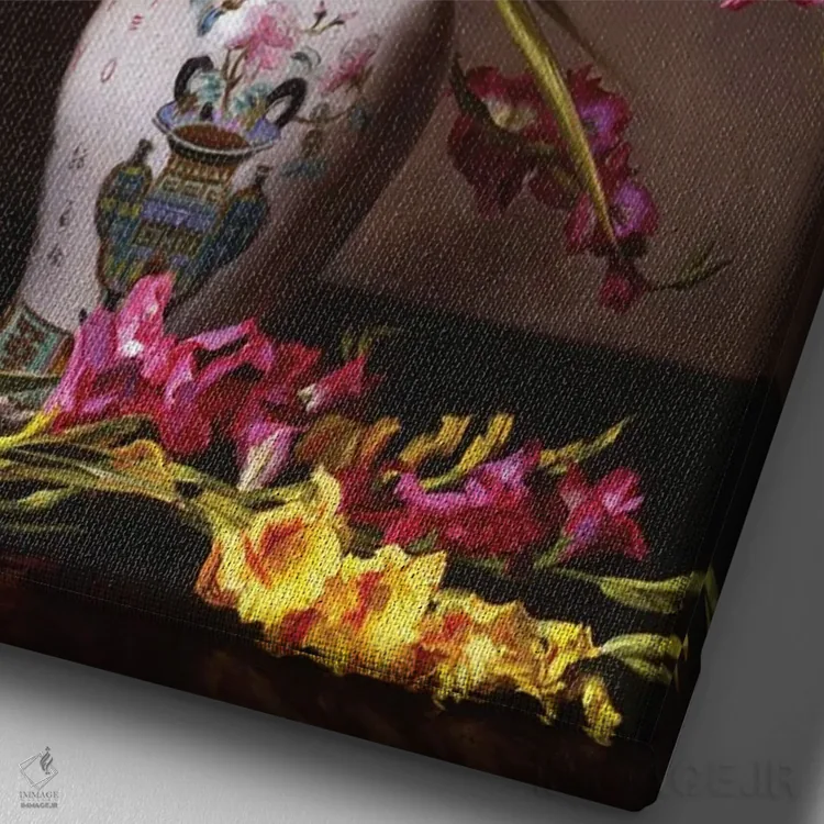 تابلو دکوراتیو گلدیولا اثر ایوان ویلسون - نمای نزدیک بافت بوم