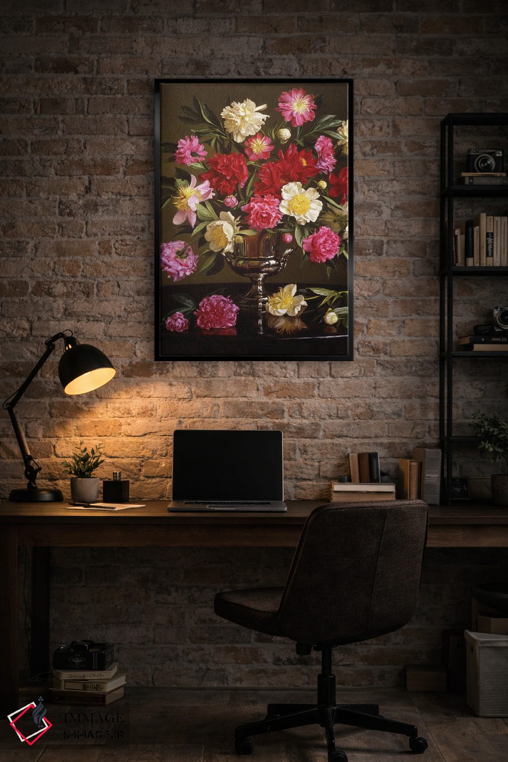 تابلو دکوراتیو گل های صدتومانی رنگی در گلدان نقره ای اثر ایوان ویلسون - D6B