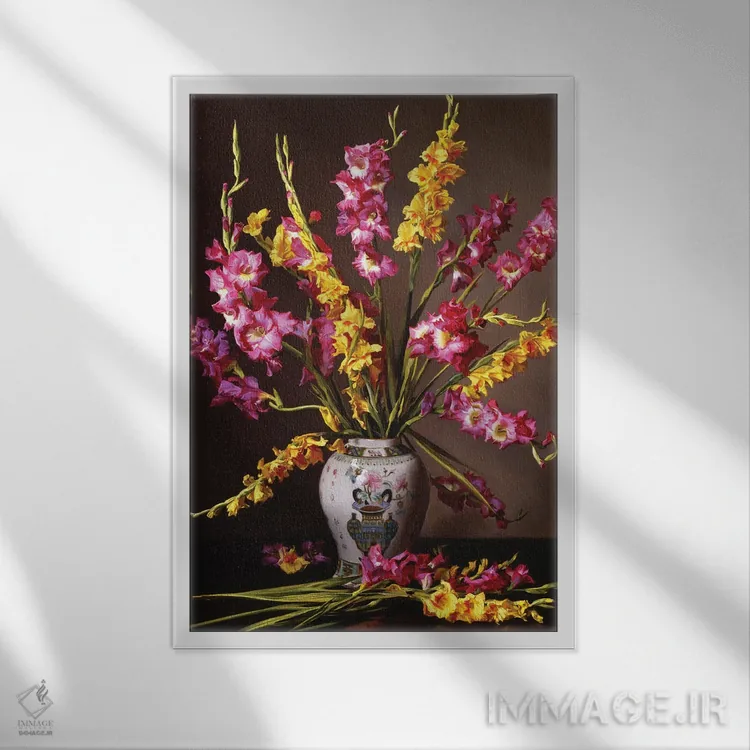 تابلو دکوراتیو گلدیولا اثر ایوان ویلسون - نمای قابدار سفید