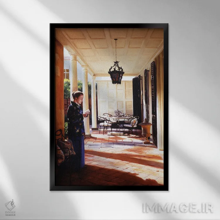 تابلو دکوراتیو در حیاط چارلستون اثر ایوان ویلسون - نمای قابدار مشکی