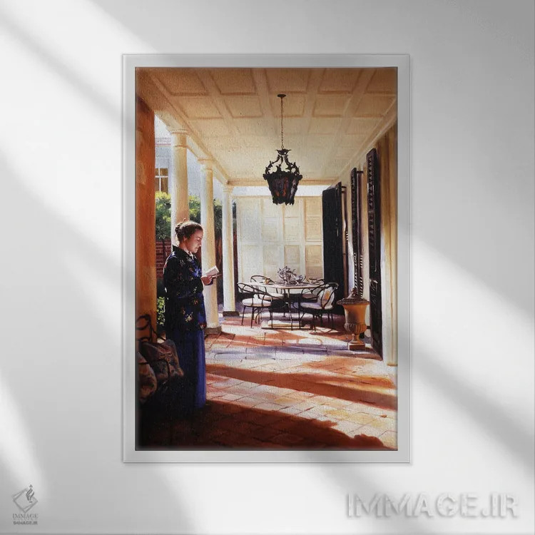 تابلو دکوراتیو در حیاط چارلستون اثر ایوان ویلسون - نمای قابدار سفید