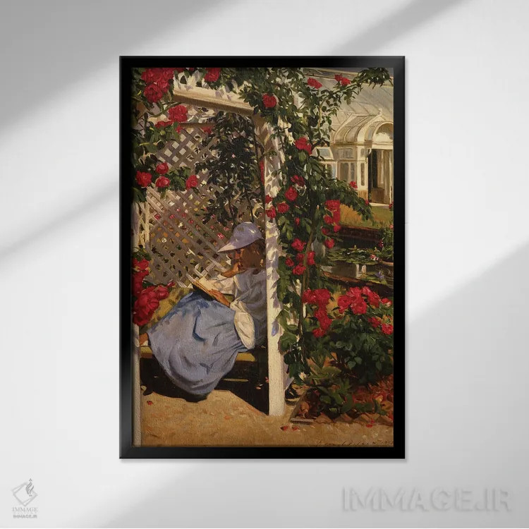 تابلو دکوراتیو باغ رز اثر ایوان ویلسون - نمای قابدار مشکی